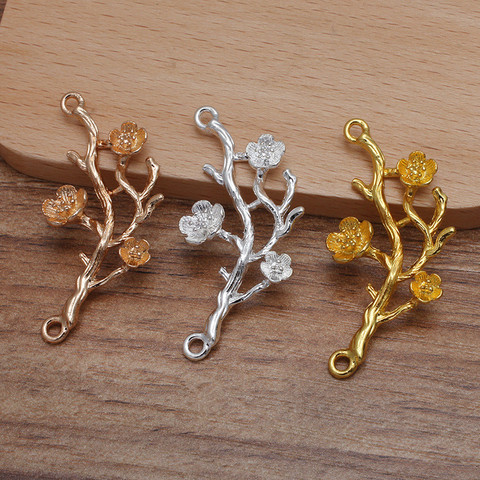 5pcs/lot 21*46mm Flower Branch Pendant Connector For DIY Handmade Hair Jewelry Accessories Jewelry Making Supplies Alloy 0134 ► Photo 1/6