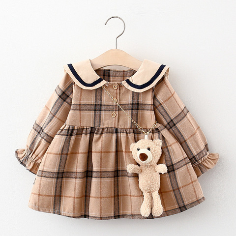 2022 Fall Newborn Baby Girl Dress Clothes Toddler Girls Princess Plaid Birthday Dresses For Infant Baby Clothing 0-2y Vestidos ► Photo 1/6