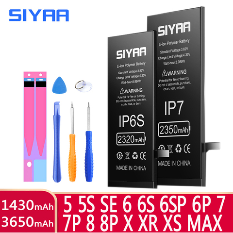 SIYAA Battery For iPhone 6 6S 7 8 Plus 5S 5 5C X SE XR XS MAX 6Plus 7Plus 8Plus 4 4S Mobile Phone Bateria Replacement Free Tools ► Photo 1/6