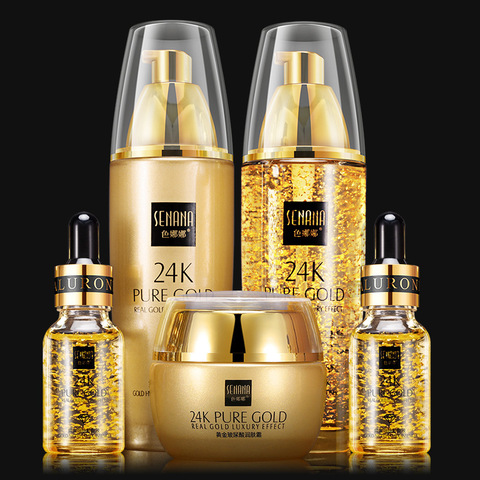 SENANA 24K Gold Skin Care Sets Moisturizes Shrinks Pore Oil Control 24K Gold Toner Face Cream Emulsion Facial Essence Sets ► Photo 1/4