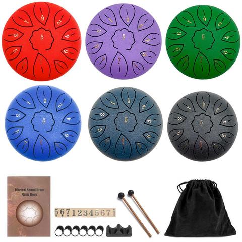 6 inch 8/11 Tune Percussion Musical Instrument Steel Tongue Drum for Beginner Tune Hand Drum Pad Sticks Carrying Bag Percussion ► Photo 1/6