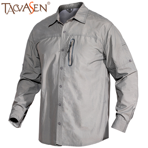 TACVASEN Outdoor Shirts Men Quick Dry Hiking Fishing Shirts Multi-pockets Breathable Military Tactical Shirts Cargo Work Shirts ► Photo 1/5