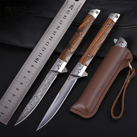 8.46'' Folding Pocket Knife Survival Tactical Knife With Leather Sheath Camping Hiking Hunting Knives Outdoor Self-defense Tools ► Photo 1/6