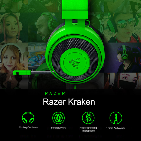 Razer Kraken Gaming Headset Earphone Headphone Cooling-Gel Layer Retractable Noise Cancelling Microphone for PC Mac NS PS ► Photo 1/6