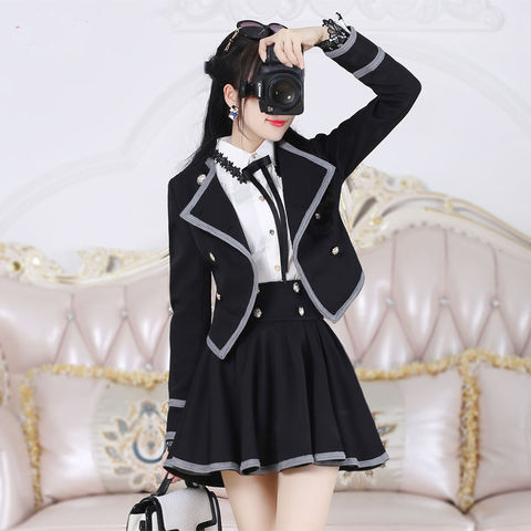 Black Gray Edge British Suit Skirt Suit Two-Piece Female 2022 Spring And Autumn New Temperament Dress ► Photo 1/6