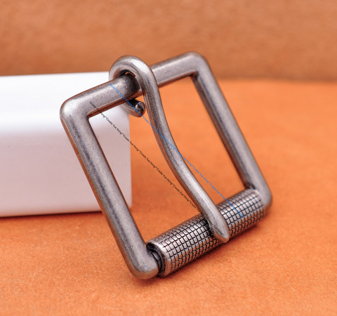 Men's Heavy Duty Solid Antique Silver End Bar Roller Buckle Rectangle Single Pin Leather Belt Buckle Fit 40mm Belt Strap ► Photo 1/6