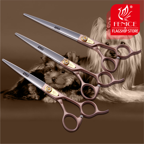 Fenice Professional Japan 440c Pet dog Grooming scissors 7.0 7.5 8.0 inch sharp cutting straight shears tijeras tesoura ► Photo 1/6