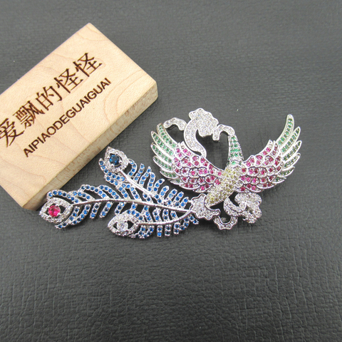 APDGG 35x75mm Cubic Zirconia micro Phenix bird Connectors For Necklace Pendant Jewelry DIY ► Photo 1/6