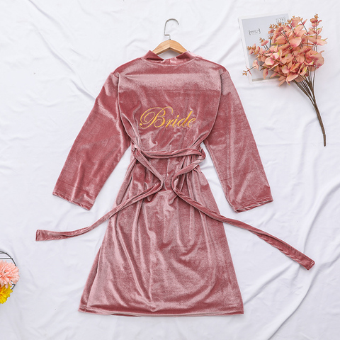 Women Sexy Bride Wedding Robe Sleepwear Velvet Intimate Lingerie Home Clothes Soft Embroidery Nightgown Nightwear Kimono Gown ► Photo 1/6