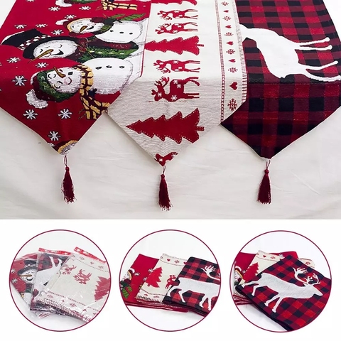 Huiran Linen Christmas Elk Snowman Table Runner Merry Christmas Decorations For Home 2022 Xmas Ornaments New Year 2022 Navidad ► Photo 1/6