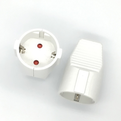 White 250v 16a Male Female Assembly Receptacle connector french Russia Korea German EU Schuko power cord wired cable plug Socket ► Photo 1/2