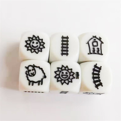 6pcs/set 6 Sided Carving Pattern Dice With 6 Kinds Pattern For Funny Puzzle Board Game Children Education Dice 18mm ► Photo 1/3