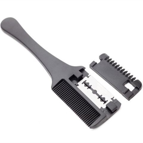 1PC Hair Cutting Comb Black Handle Hair Brushes with Razor Blades Cutting Thinning Trimmin Hair Salon DIY Styling Tools ► Photo 1/5