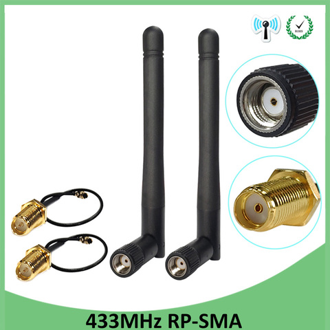 2pcs 433Mhz lora Antenna 3dbi GSM 433 mhz RP-SMA Connector Rubber Lorawan antenna IPX to SMA Male Extension Cord Pigtail Cable ► Photo 1/6