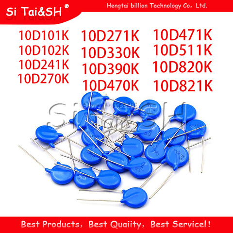 10PCS Varistor 10D101K 10D102K 10D241K 10D270K 10D271K 10D330K 10D390K 10D470K 10D471K 10D511K 10D820K 10D821K  piezoresistor ► Photo 1/3