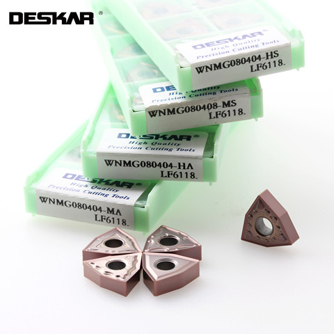 10PCS DESKAR WNMG080404 WNMG080408 MQ MS MA HA JMS LF6118 Turning Tools CNC Carbide Inserts Lathe Cutter For Stainless Steel ► Photo 1/6