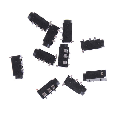 10PCS 3.5mm jack Female Audio Connector 4 Pin DIP Headphone Jack Socket PJ-320A PJ320A Audio Interface Audio Jack Black ► Photo 1/6