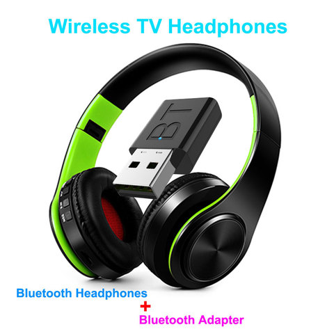 Bluetooth TV Headset, HiFi bluetooth Headphone Deep Bass Wireless TV Headphone with Transmitter Stick For TV Computer Phone ► Photo 1/6