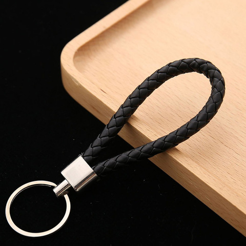 wholesale price PU Leather Braided Woven Rope keychain DIY bag Pendant Key Chain Holder Car Keyring Men Women Key ring ► Photo 1/5