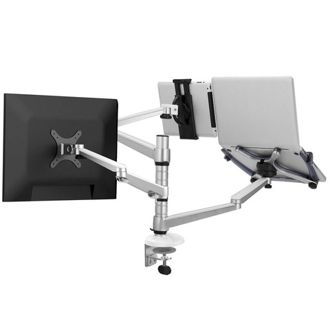 OA-20S 3 In 1 Combination Bracket Stand Adjustable Dual Arm Laptop Alloy Holder 15 inch Laptop 10