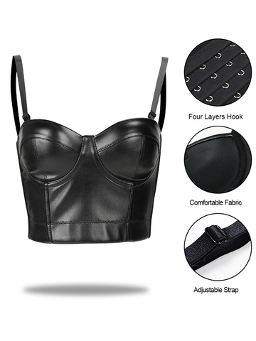 corset gothic steampunk Sexy bustier Corsets Leather Bra Tops Gothic Push Up Bra Fashion Party Bra Club tops Slimming Underwear ► Photo 1/6