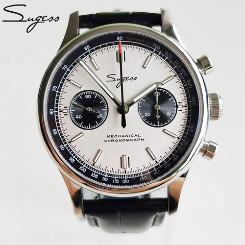 Sugess Chronograph Mechanical Seagull Movement 1963 swan neck Sapphire 40mm Men Watch Steel Metal bracelet Watches Mens 2022 ► Photo 1/6