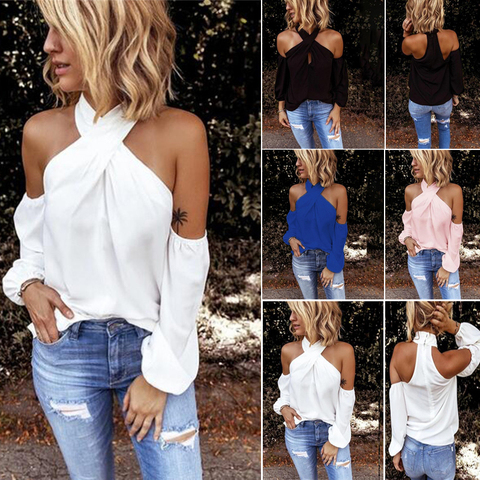 GAOKE Blouse Shirt Women Bodycon Blouse Elegant Summer Sexy Shirt 2022 Female Blusas Tops & Tees Off Shoulder White Full Casual ► Photo 1/6