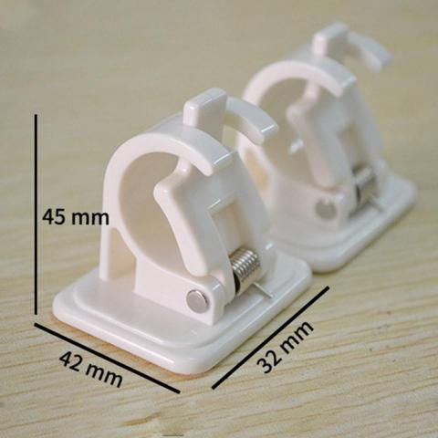 2PC/Set White Hanging Rod Clip Adhesive Wall Curtain Clamp Hooks Hanging Rod Shower Curtain Rod Hanging Rack Hook Fixed Clip ► Photo 1/6