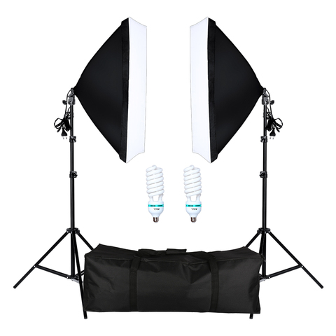Photography Softbox Lighting Kit 2 PCS E27 LED Photo Studio Camera Light Box Equipment 2 Soft Box & Light Stand with Carry Bag ► Photo 1/5