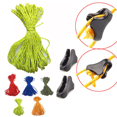 Reflective Paracord Tent Cord Rope Camping Awning Rope Runner Guy Line Tent Fastener Wind Rope Buckle Triangle Fastener Stopper ► Photo 1/5