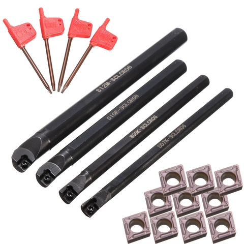 ABSF 4 Set Of 7/8/10/12Mm Sclcr Lathe Boring Bar Tool Holder+10Pcs Ccmt 0602 Inserts ► Photo 1/6