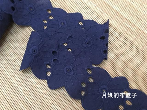 2 Meters/lot Navy Blue Cotton Lace Cloth Embroidery Lace Trims Fabric DIY Skirt Clothing Accessories ► Photo 1/6