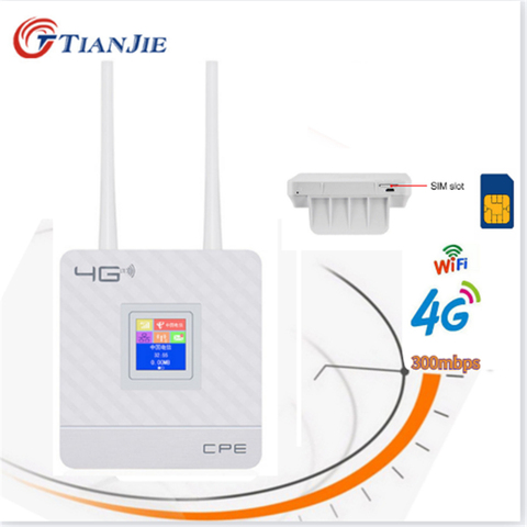 TIANJIE 3G/4G LTE CPE Wifi SIM Card data Router Unlocked 4G 300Mpbs Mobile Hotspot WAN/LAN Port Dual External Antennas Gateway ► Photo 1/6