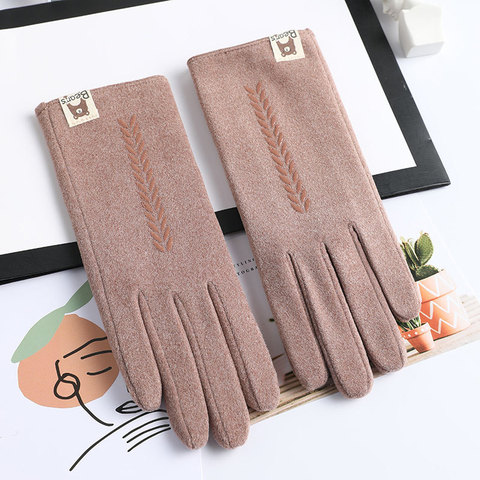 New Women Winter Keep Warm Touch Screen Thin Section Gloves Single Layer Plus Velvet Inside Female Elegant Soft Gloves ► Photo 1/6