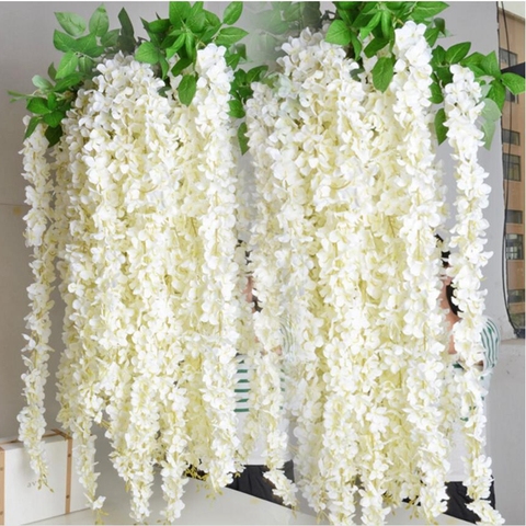 Artificial Silk Roses Vine Rattan Strip Wisteria Artificial Flower Vine Wedding Home Party Kids Room Decoration DIY Fake Flowers ► Photo 1/6