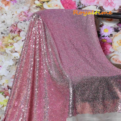 Royaltime Shimmer Pink Gold Sequin Fabric By The 0.5 Yard Two Way Stretch Embroidered Mesh African Lace Fabric for Dress Sewing ► Photo 1/6