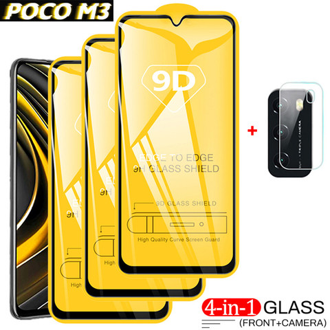 poco-m3, tempered glass + camera protection for poco m3 xiaomi poco m3 glass film poko m 3 mi pocophone m3 screen protector ► Photo 1/6