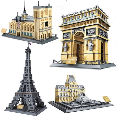 Creator Building Block France Architecture Notre Dame Cathedral Eiffel Tower Triumphal Arch Louvre Educational Bricks Toy ► Photo 1/5