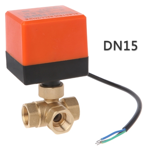 3 way motorized ball valve electric Three line two way control AC 220 DN15/20/25 R9JC ► Photo 1/6