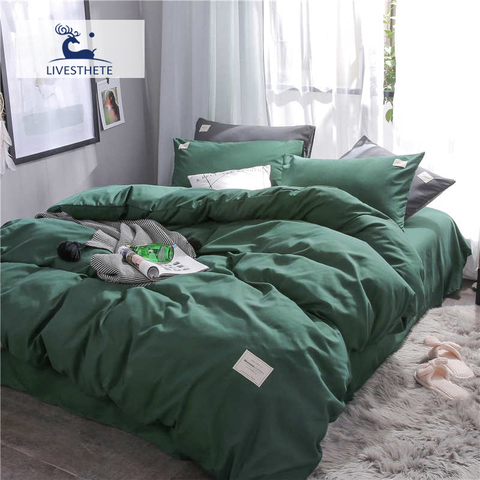 Liv-Esthete Luxury Dark Green Bedding Set Soft Printed Duvet Cover Flat Sheet Double Queen King Bed Linen Bed Sheet Quilt Cover ► Photo 1/6