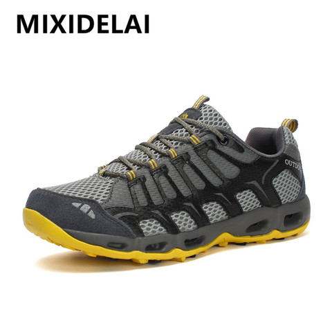 Leather Men Casual Shoes Male Summer Shoes Mesh Breathable Men Sneakers Rubber Sole Men's Hiking Shoes Outdoor Zapatos De Hombre ► Photo 1/6