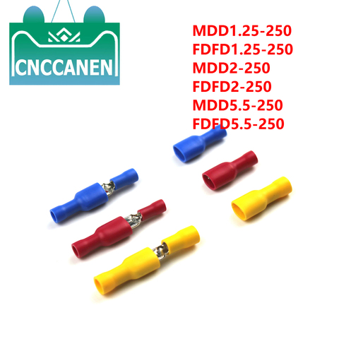 22-16AWG 16-14AWG 12-10AWG FDFD1.25/2/5.5-250 MDD1.25/2/5.5-250 Red Blue Yellow Female Male Insulated Spade Crimp Terminals ► Photo 1/6