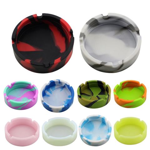 Eco-Friendly Silicone Soft Round Ashtray Ash Tray Holder PLuminous Portable Fluorescent Ashtray  Anti-Scalding Cigarette Holder ► Photo 1/6