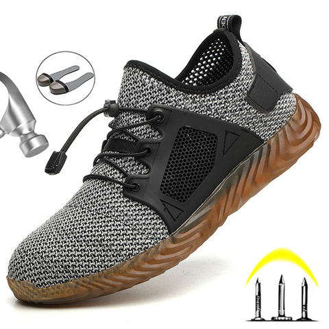 Dropshipping Work & Safety Boots Men Steel Toe Shoes Men Safety Shoes Puncture-Proof Work Sneakers Breathable Work Shoes Male ► Photo 1/6