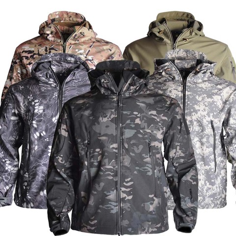 Men's Military Camouflage Fleece Jacket Shark Skin Soft Shell Military Tactical Jacket Multicam Male Camouflage 5XL windbreaker ► Photo 1/6