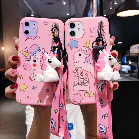 Cartoon unicorn Phone Case For iPhone 12 11 Pro Max XR XS Max X 8 7 6 6S Plus Back Cover For iPhone 8 7 Plus Case For iPhone 12 ► Photo 1/6