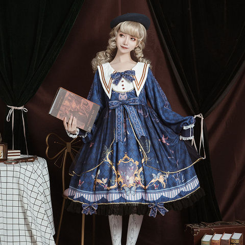 Lolita Dress Victorian Lolita Elegant Gorgeous Butterfly Love Flying Printing Vintage  daily retro Tea Party Sweet Dress ► Photo 1/5