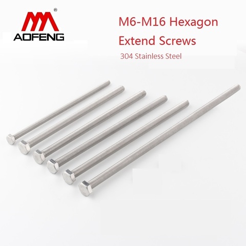 External Hexagon Extended Screws 304 Stainless Steel Outer Flat Hexagon Head Bolt for Machine M6 M8 M10 M12 M16 200mm 180mm Long ► Photo 1/4