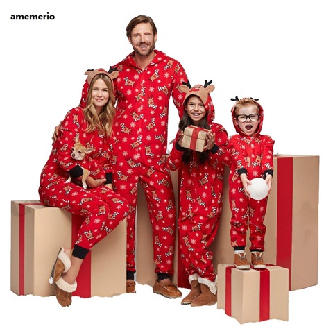 2022 Xmas Family Pajamas Sets Santa Claus Printed Mother Dad Kids