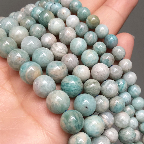 A+ Natural Stone Genuine Amazonite Beads Round High Quality Loose Spacer Beads For Jewelry Making DIY Bracelets 15